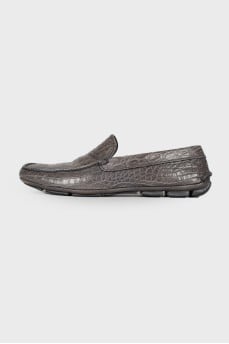 Men's gray embossed loafers