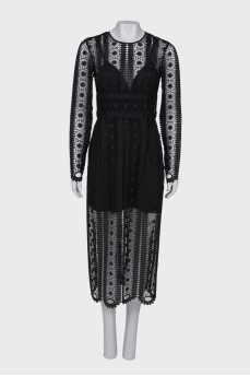 Openwork maxi dress, with a tag