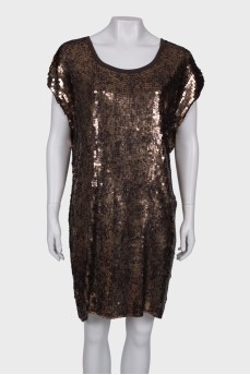 Dress with golden sequins