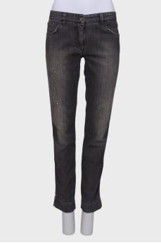 Gray distressed jeans