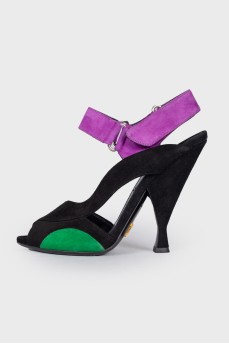 Suede heeled sandals