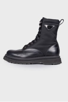 Black boots with textile shin