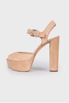 Suede high heel sandals