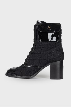 Tweed heeled boots