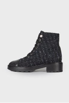Tweed black boots