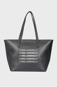 Leather bag with brand logo