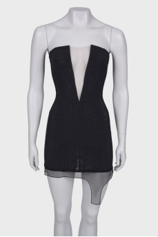 Corset dress with translucent insert
