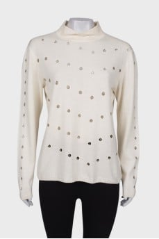 White sweater with rhinestones
