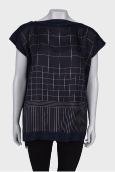 Navy check blouse