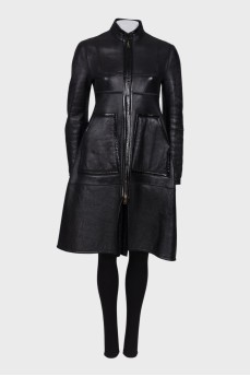 Vintage double-sided black sheepskin coat