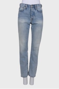 Washed-effect banana jeans