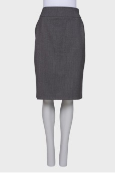 Gray wool straight skirt