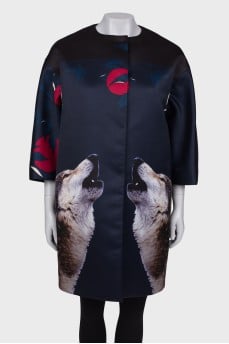 Navy blue printed coat