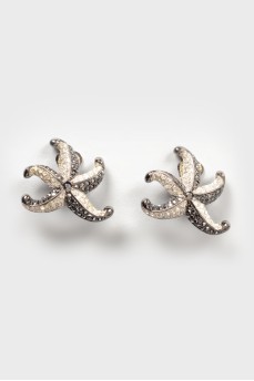 Black and white earrings with rhinestones