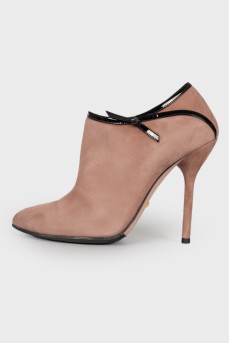 Powder colored suede ankle boots