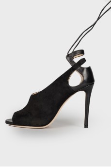 Black lace-up sandals