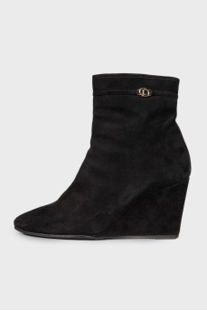 Suede wedge ankle boots