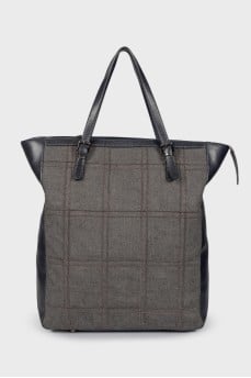 Navy check bag