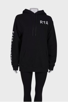 Black hoodie with brand logo