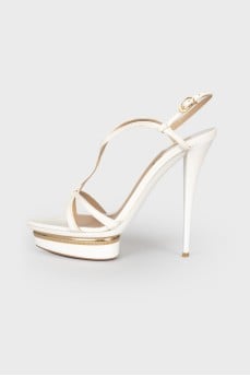 Leather sandals with gold-tone hardware