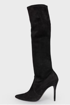 Suede stiletto boots