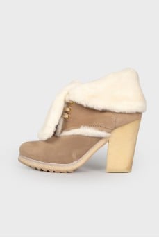 Padded suede ankle boots