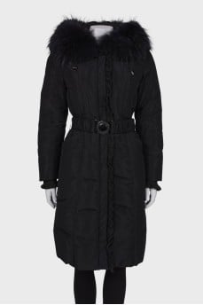 Black down jacket with ruffles