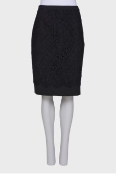 Wool skirt with lace and tag