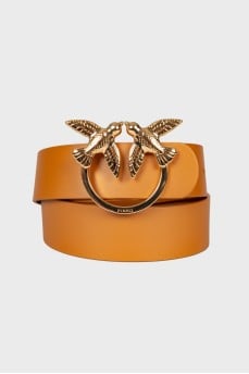 Brown belt with brand logo
