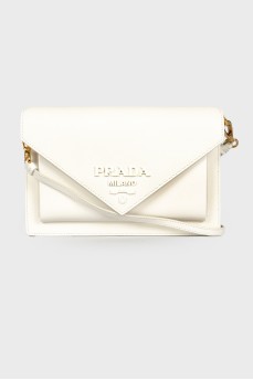 Saffiano leather Logo Plaque Envelope bag