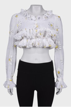 Top in floral print with ruffles