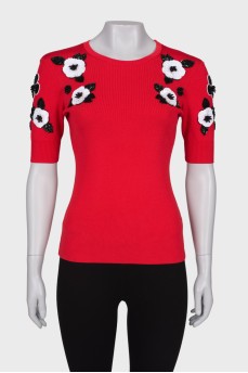 T-shirt with floral appliqué
