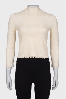 Beige patterned long sleeve shirt