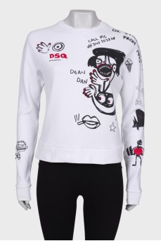 White sweatshirt in print
