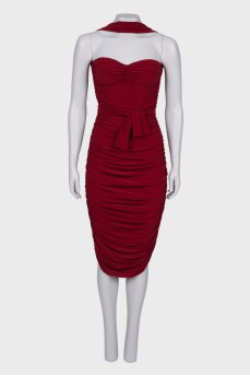 Bordeaux draped dress