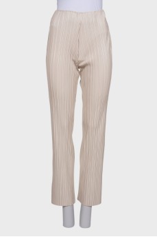 Eco-leather pleated trousers