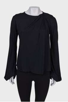 Black blouse with drape