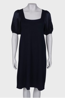 Navy blue lantern sleeve dress