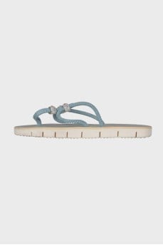 Silver sandals with rhinestones