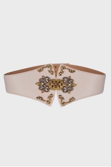 Beige belt with rhinestones