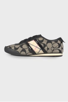 Textile sneakers with brand logo
