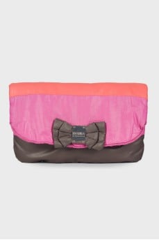 Textile clutch with a bow