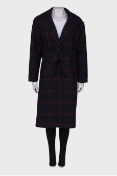 Dark blue checked coat