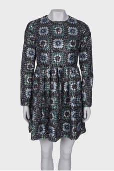 Print dress with sequins