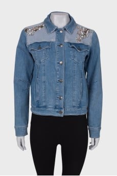 Denim jacket with rhinestones