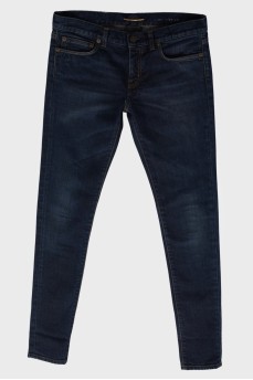 Navy blue low rise leans