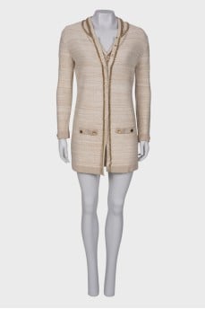 Beige suit with gold hardware
