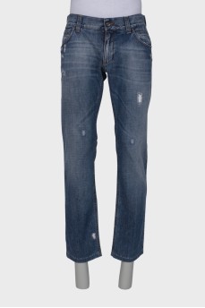 Ripped effect jeans for men