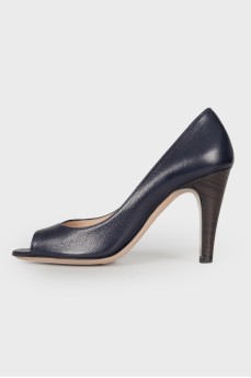 Dark blue leather shoes