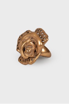 Golden ring in the shape of a rose